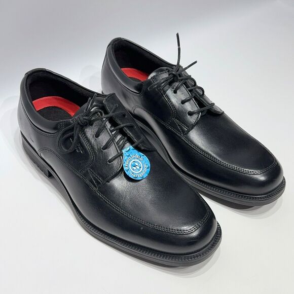 NWOB Rockport Essential Waterproof Apron Toe Oxford Black Leather Men's 9 X-Wide - Picture 4 of 12